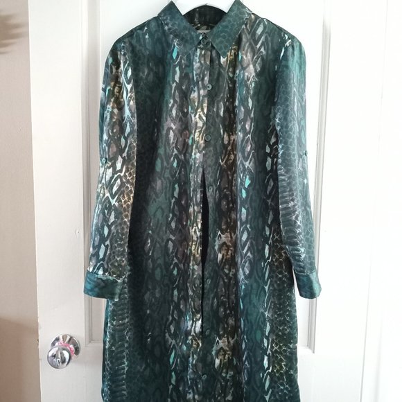 DKNY snake skin button-down dress with belt - Picture 1 of 6